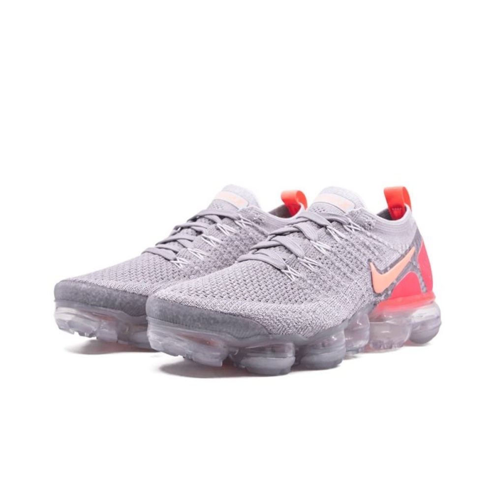 Nike Vapormax Flyknit 2 Grey Crimson Sneakers Shoes sz 8 942843-005